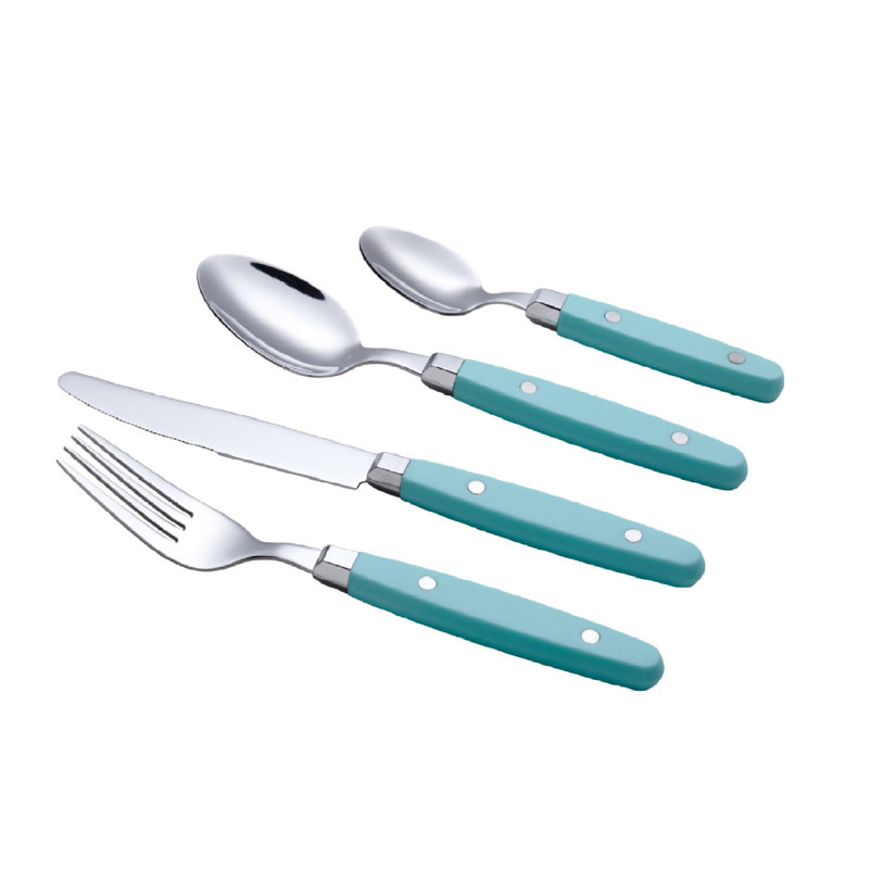 Latitude Run® Blimi Stainless Steel Flatware Set - Service for 6, Turquoise