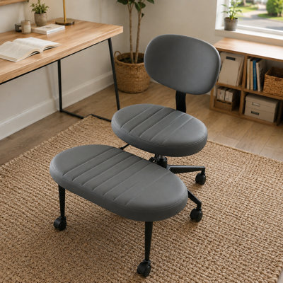 Chaise de bureau contemporaine à pieds croisés de style contemporain pour adultes avec support pivotant pour le dos et base roulante pour l'espace de travail
