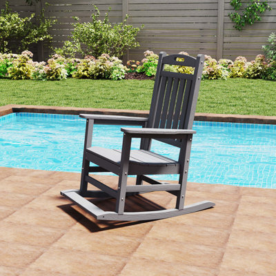 Outdoor HDPE Oversized Rocking Chair with Footboard by Winston Porter