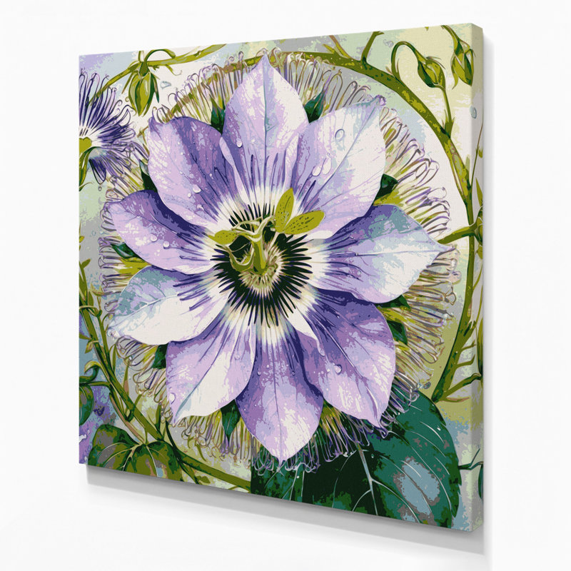 Art mural sur toile Botanical Passion Flower, H 12 po x l 12 po