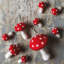 Nordic Felted Mushroom Ornament - Mini - Set of 6