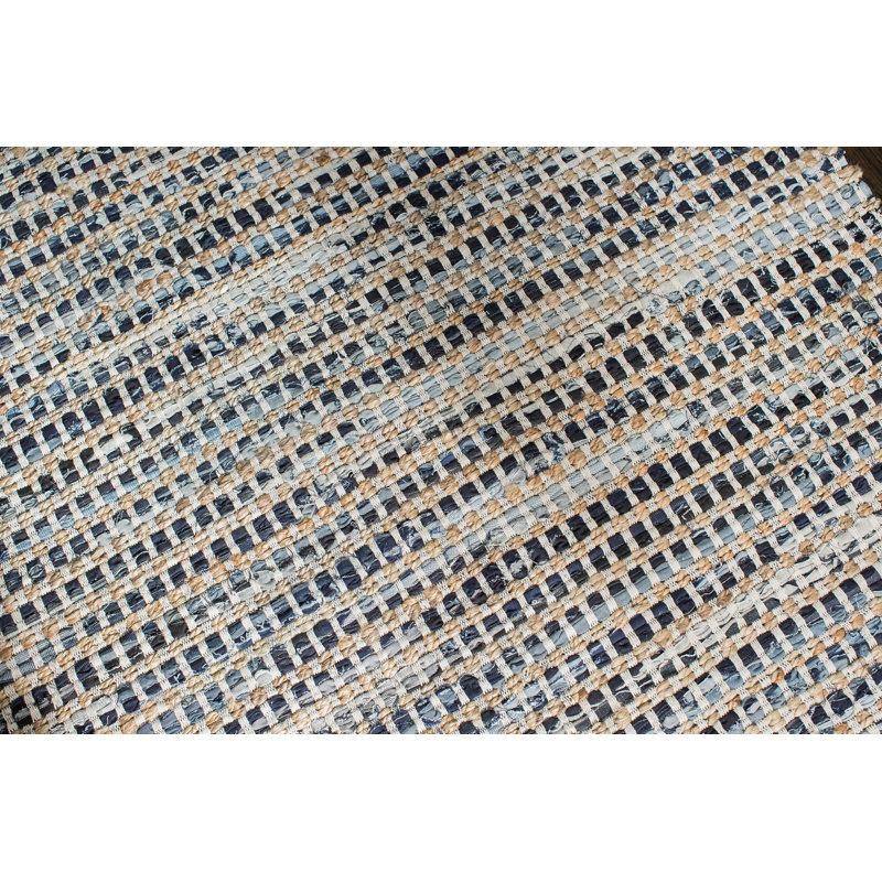 Handmade Blue Cotton Braided Rectangular Area Rug