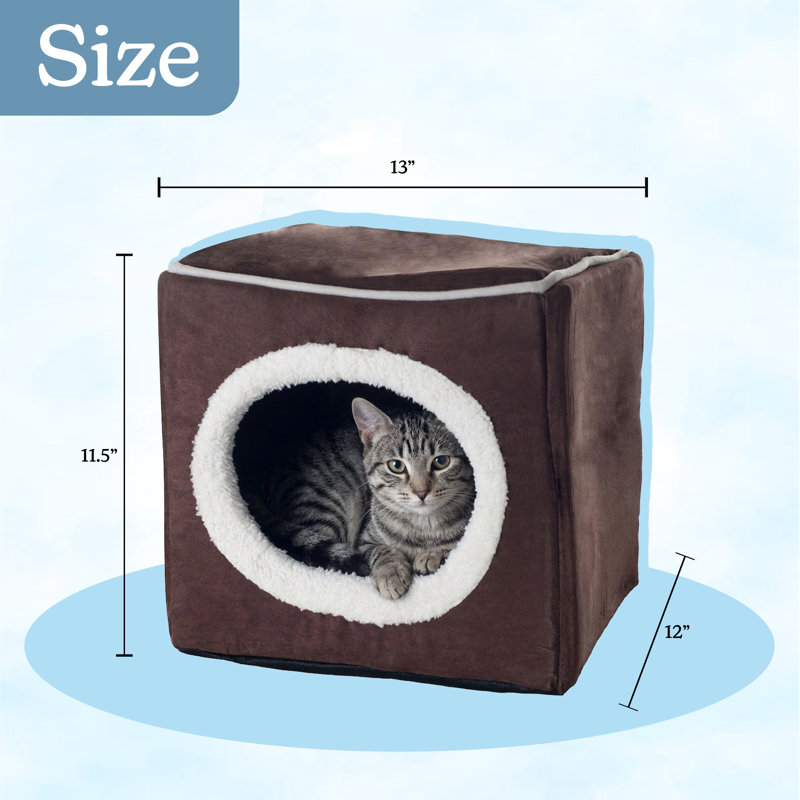 Maison pour chat PETMAKER - Lit intérieur avec coussin en mousse amovible - Tente pour chiots, lapins, cochons d'Inde, hérissons et autres petits animaux - Brun foncé