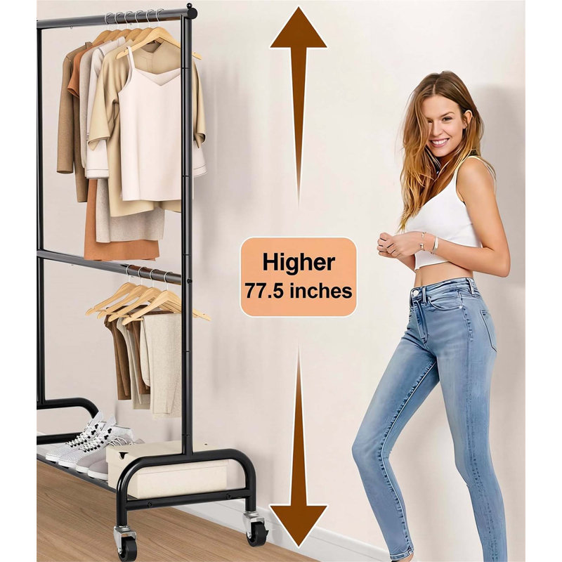 Bonville 106cm Rolling Clothing Rack, Black