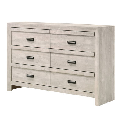 Mobilier de chambre à coucher 1 tiroir contemporain à 6 tiroirs de rangement à finition grise beige rustique