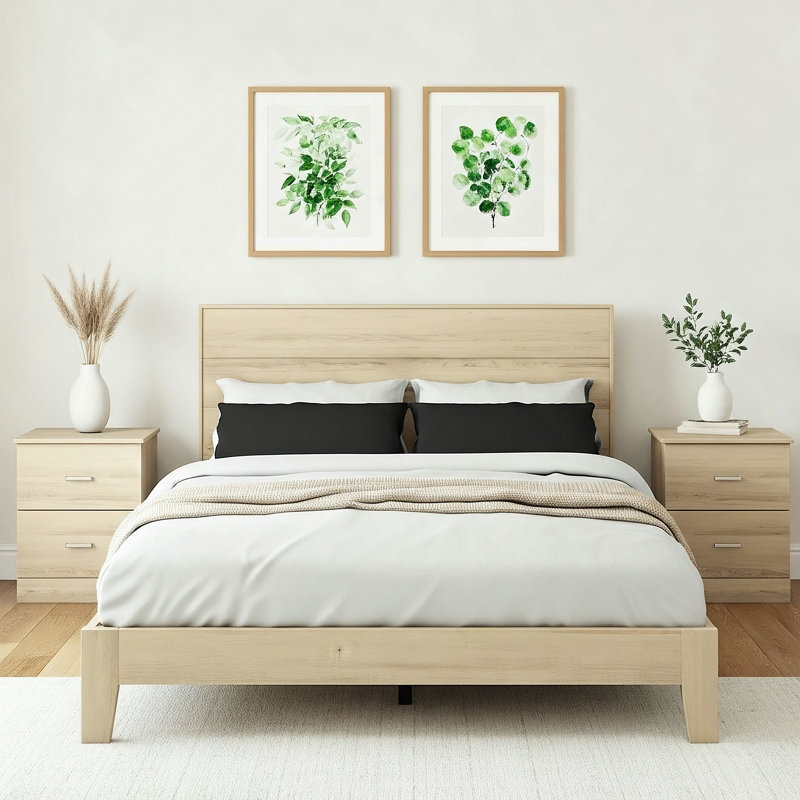 Allyannah 3 Pieces Bedroom Set, Oslo Oak, Queen