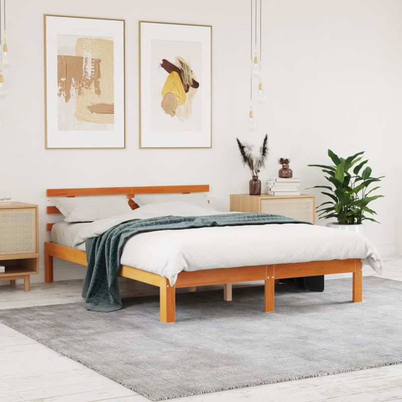 Bed Frame Solid Wood, White, Small Double (4')