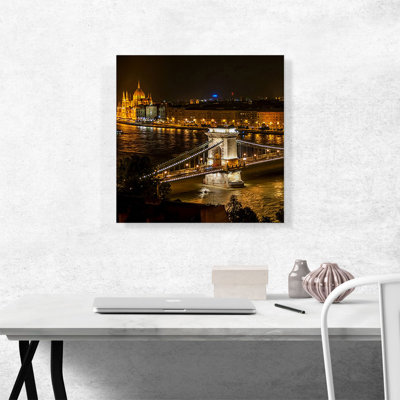 " Budapest Capital Of Hungary Chain Bridge And Parliament Night View "