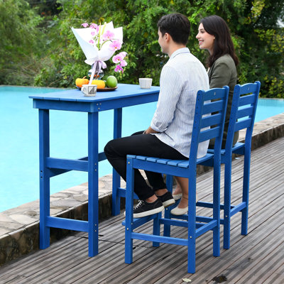 Ensemble de table de bar et chaises d'extérieur en PEHD, meubles de patio toutes saisons pour la pelouse et la piscine