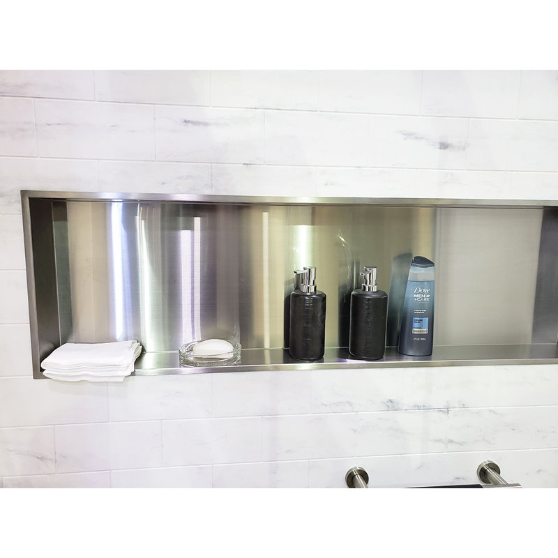 Stainless Steel Shower Caddy, 14" H x 3.75" W x 46.5" D