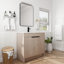 Armoire à pharmacie sur pied 36 po. Évier en céramique blanche et 2 portes d'armoire à fermeture en douceur. Éblouissement chêne clair. Tablette réglable. Poignées en métal. Meuble-lavabo à contreplaqué stable-1366385960