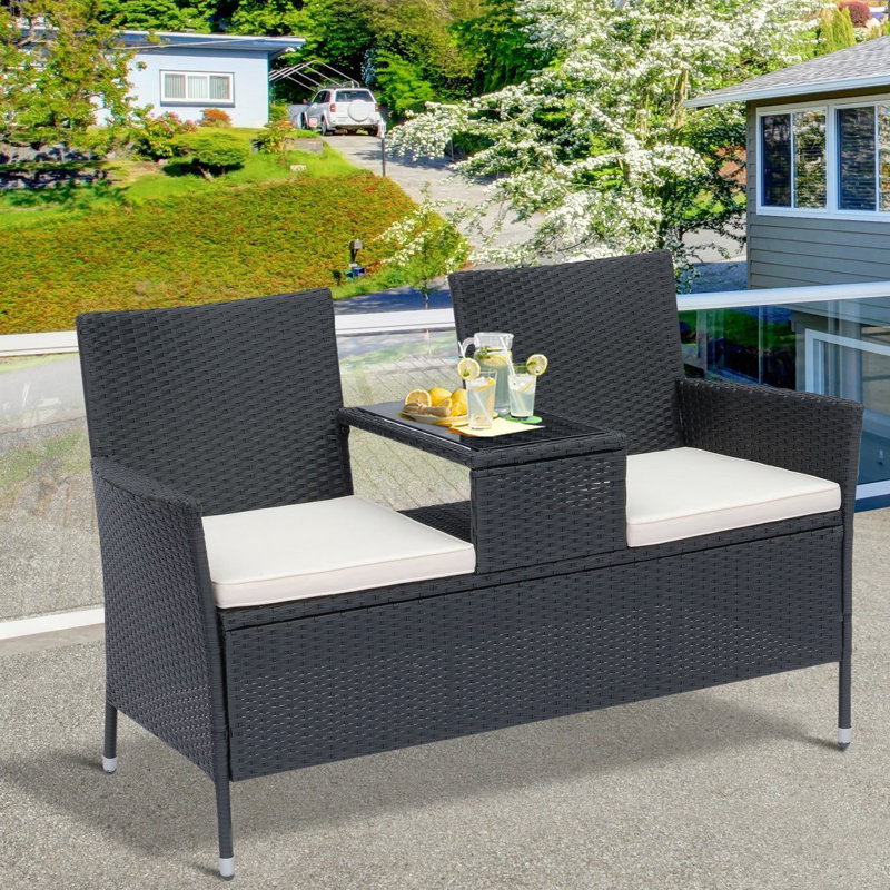 Yatendra Rattan Love Seat, Black