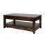 Table basse contemporaine à plateau relevable avec tiroir et tablette en bois de cerisier foncé 1 pièce