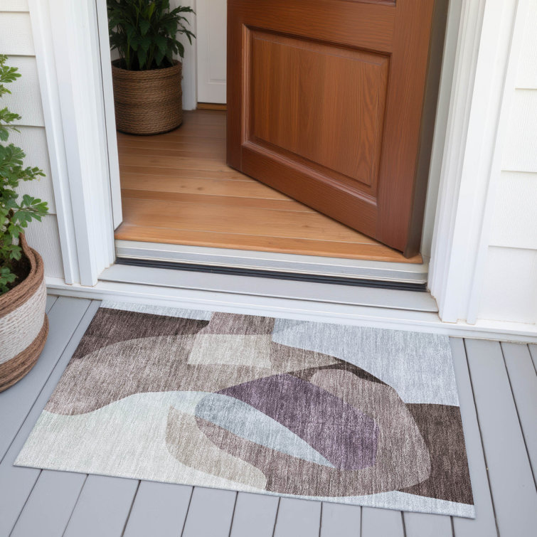 Machine Washable Indoor/Outdoor Xhevrie Brown Rug