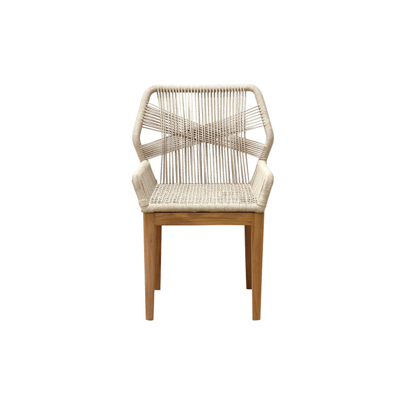 Beverly Outdoor Teak Dining Armchair, Natural