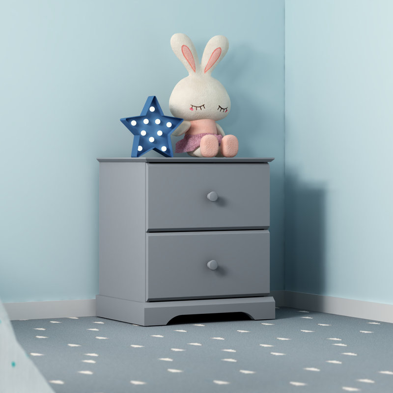 Table de chevet 2 tiroirs Ilmi, Gris