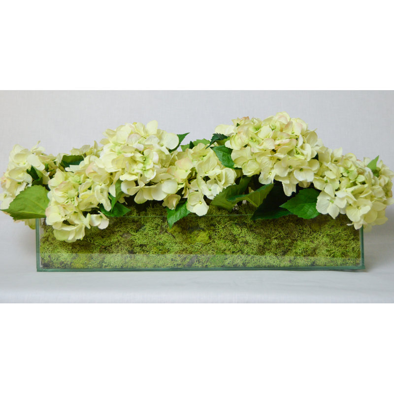 Fresh Cut Hydrangea Centerpiece in Planter