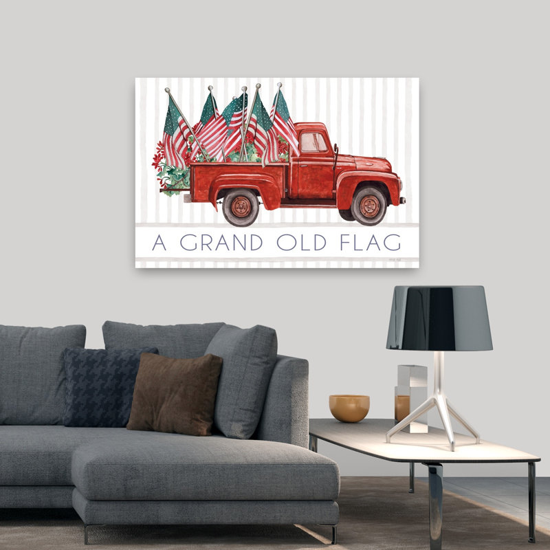 «A Grand Old Flag», art contemporain rétro rustique, H 32 po x l 48 po