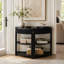 Console cannelée demi-lune avec tiroir et tablettes-2118422363