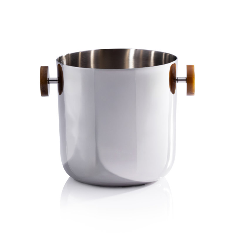 Seau à glace en acier inoxydable Spiga, Nickel avec accent ambré