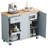 Grey Blue Kitchen Cart With Foldable Countertop And Towel Holder Adjustable Shelves Metal Hinge, Island-600258488