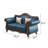 American Country Retro Wood Leather Sofa 64.9'' Leather Loveseat