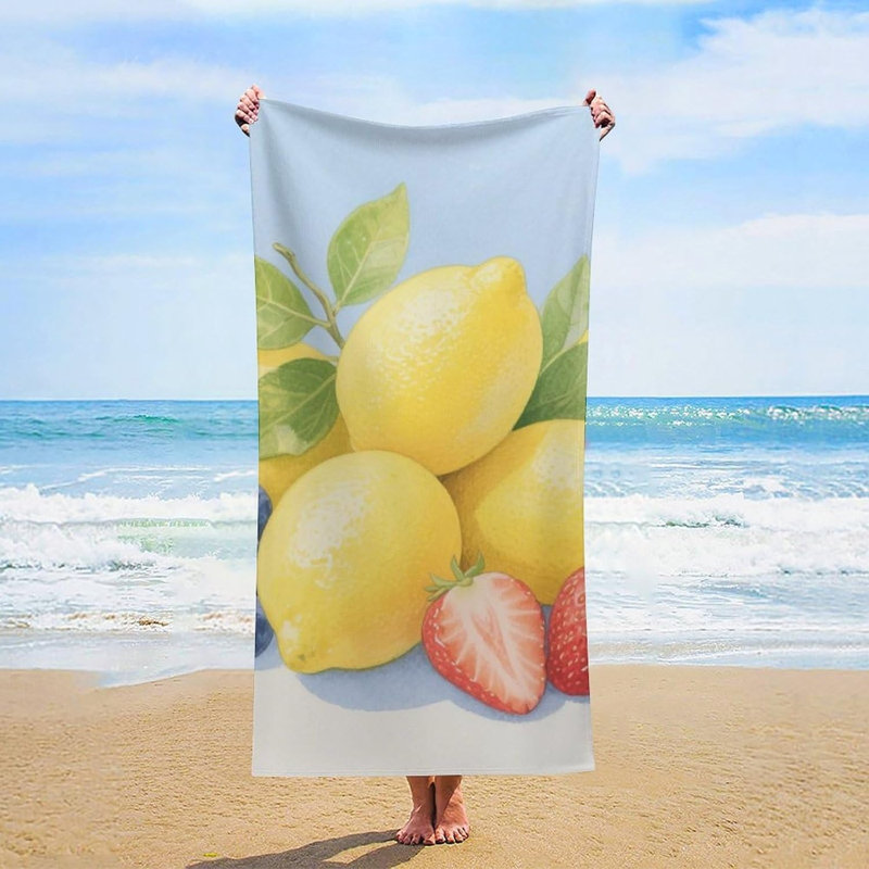 Quick Dry Microfiber Fruit Lemon Beach Towel, 60 x 80 in
