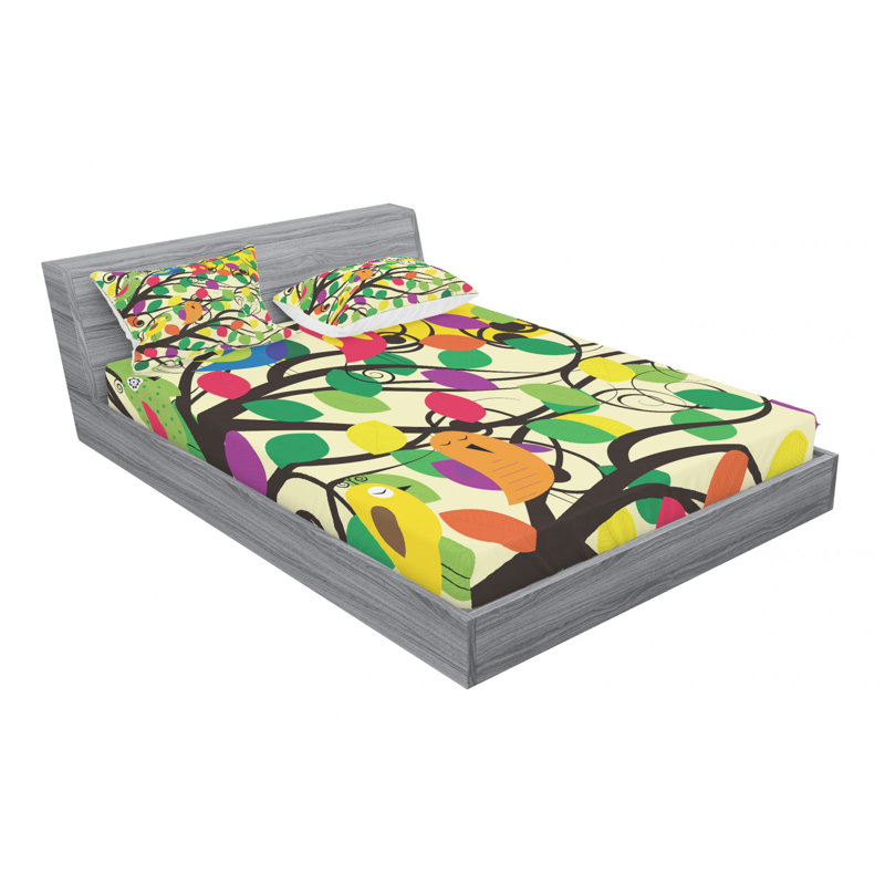 Microfiber Floral Sheet Set, Queen Sheet Set with Fitted Sheet