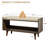 Linen Upholstered Storage Bench With Solid Wood Leg-1618811346