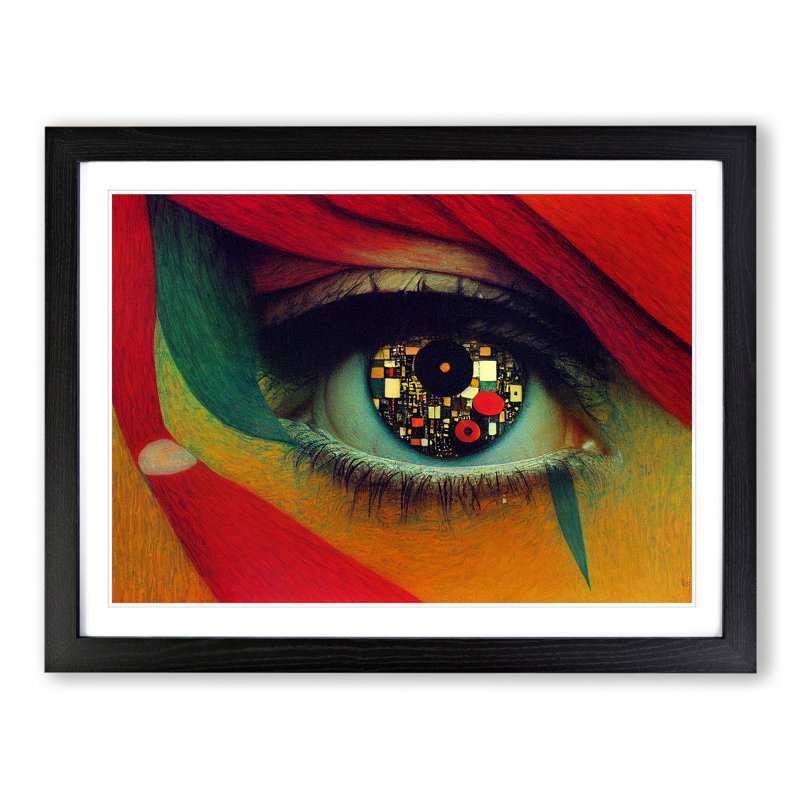 Klimt Human Eye - Single Picture Frame Print, Black Framed, 25cm H x 34cm W x 2cm D