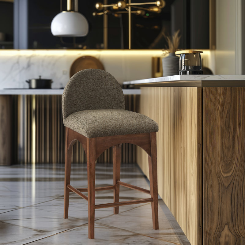 Waldorf Counter Stool, Walnut, Olive Boucle