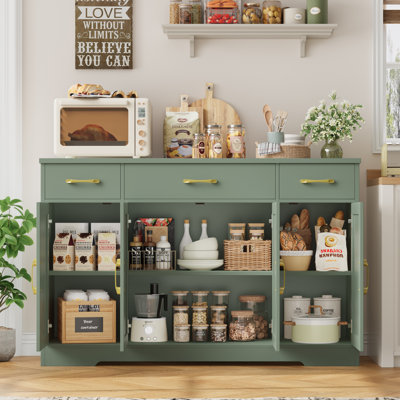 Buffet 55,1 po à 3 tiroirs et tablettes réglables Adra