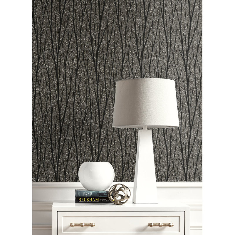 Rouleau de papier peint métallique L 33 pi x l 20,5 po Bouleau métallique, Bronze industriel / gris anthracite