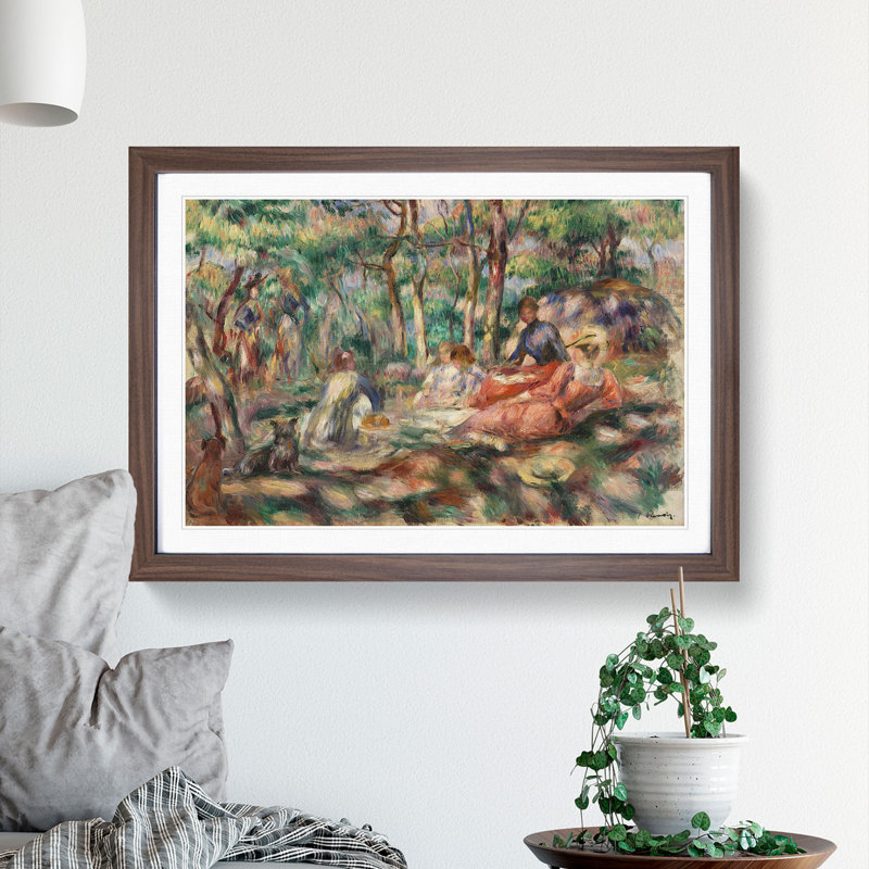 Picnic by Pierre-Auguste Renoir - Picture Frame Painting, Walnut Framed, 65cm H x 90cm W x 2cm D