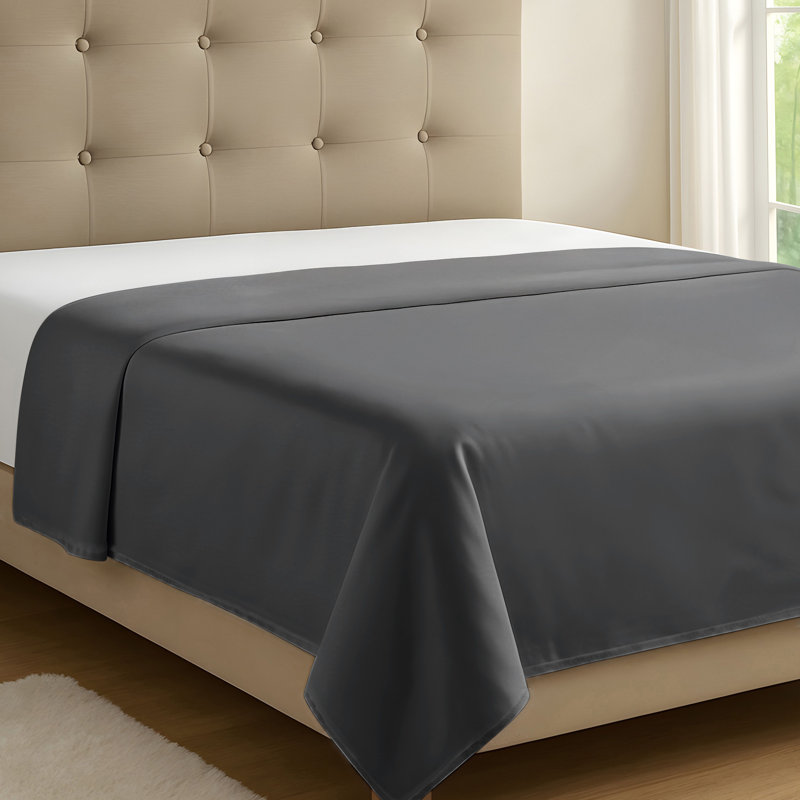 100% Organic Viscose From Bamboo Flat Sheet Only, 300 Thread Count, Extra Wide, Cooling & Breathable, Double Stitching, Bedding Sheet - Gift-Ready Packaging (Pewter)