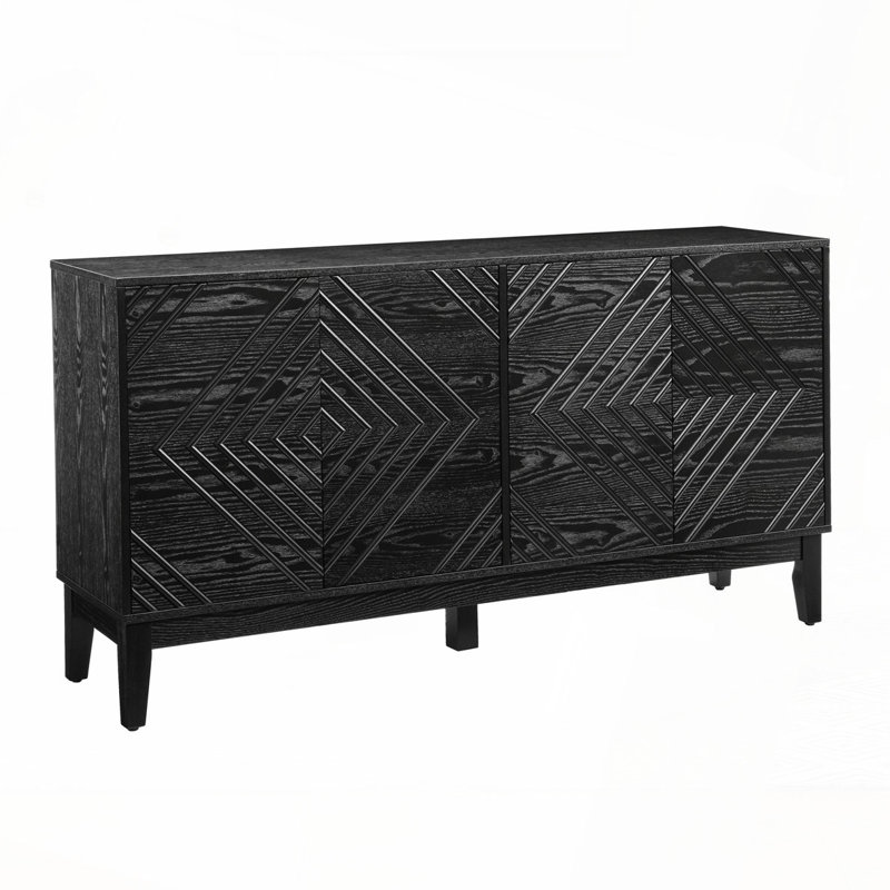 Buffet 60,5 "avec 4 portes et tablettes réglables, Noir