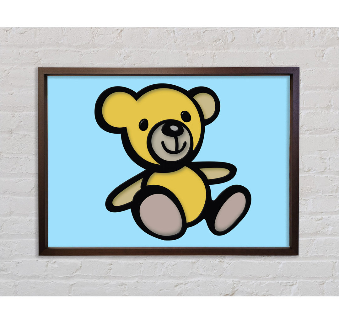 Teddybär Cartoon Baby Blau - Einzelner Bilderrahmen Kunstdrucke auf Leinwand