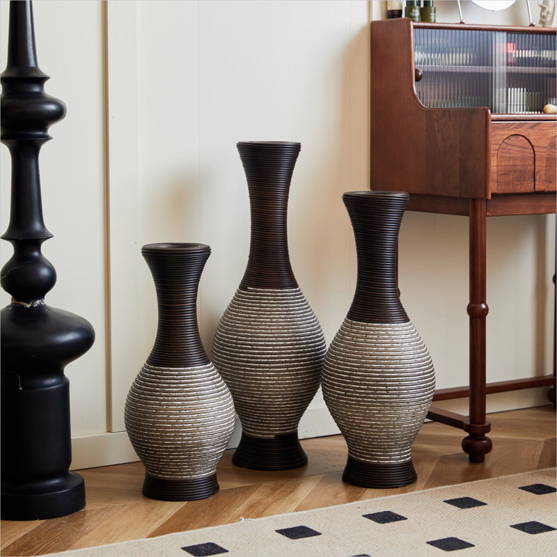 Ensemble de 3 vases de sol en PVC blanc classique pour décoration intérieure élégante et présentation florale artificielle