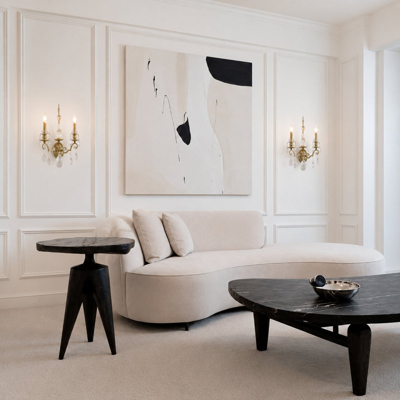 Applique murale 2 lumières avec cristaux suspendus Rickard, Laiton