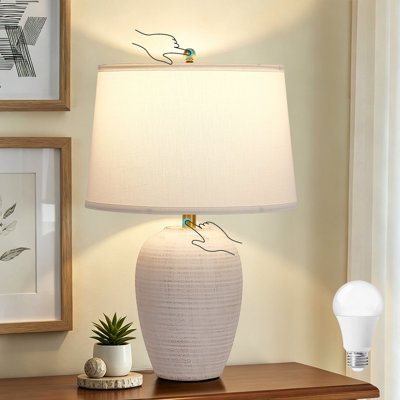 Lampe de table vintage en céramique de 62 cm (24,3 po) avec commande tactile, lampe de chevet