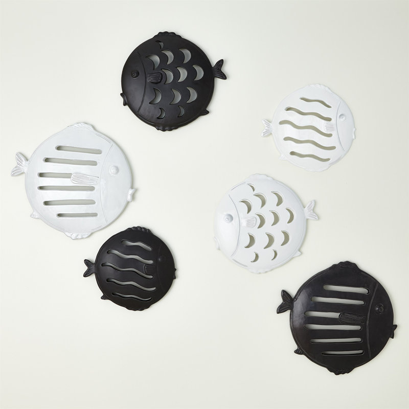 Matte Black Italian Ceramic Novelty Fish Wall Decor