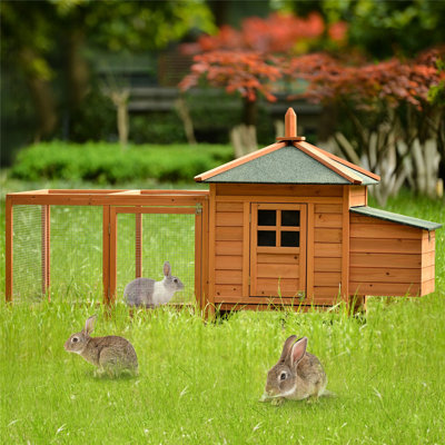Grand poulailler en bois 78 po avec cage de volaille et cage pour 3 poulets