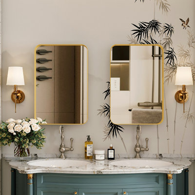 Armoire à pharmacie encastrée en métal de 16 po x 24 po avec miroir et miroir mural à tablettes réglables avec rangement pour salle de bain