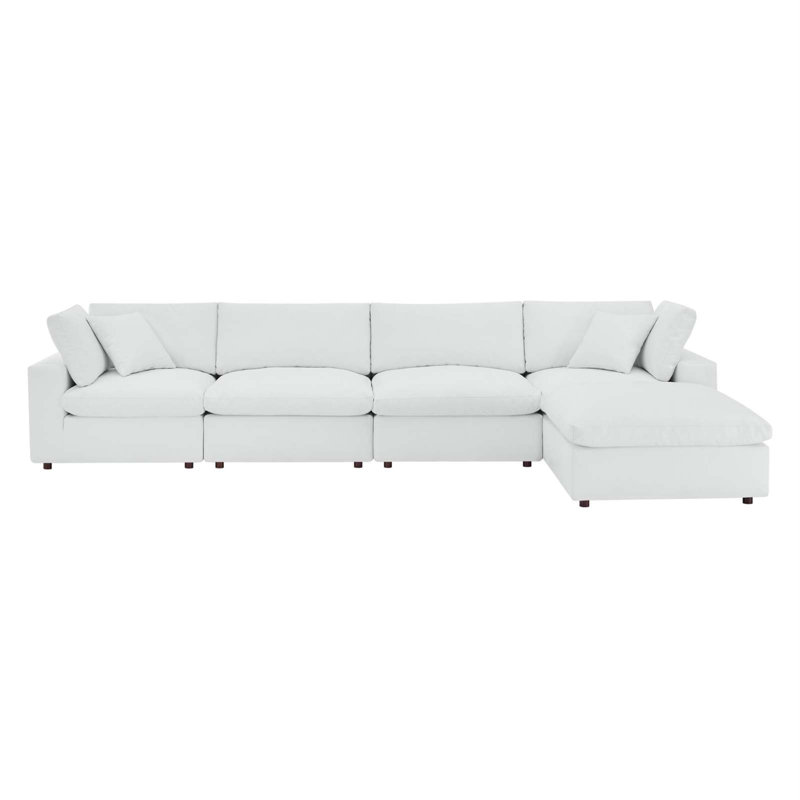Canapé modulaire 5 pièces Modway Commix, Simili cuir blanc