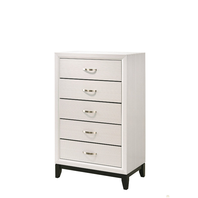 Commode haute 5 tiroirs 1pc, Blanc