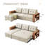 Canapé-lit rembourré avec rangement, lin beige, dossier de couleur moderne, méridienne en lin et accoudoirs
