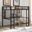 Lit Loft en métal et panneau de fibres à densité moyenne avec long bureau et tablettes