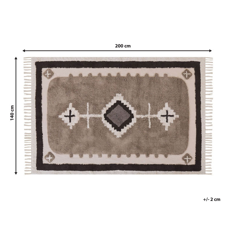Affonso Geometric Cotton Area Rug, Rectangle 140 x 200cm