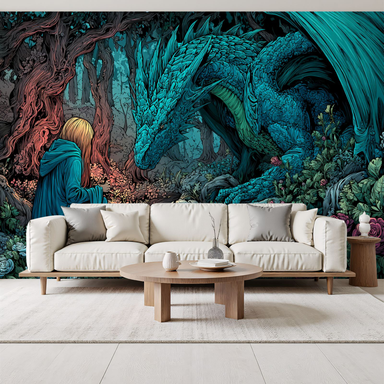 Red Barrel Studio Peel and Stick Wallpaper Fantasy Dragon Forest ...