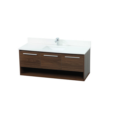 Roman 48'' Single Bathroom Vanity with Engineered Marble Top